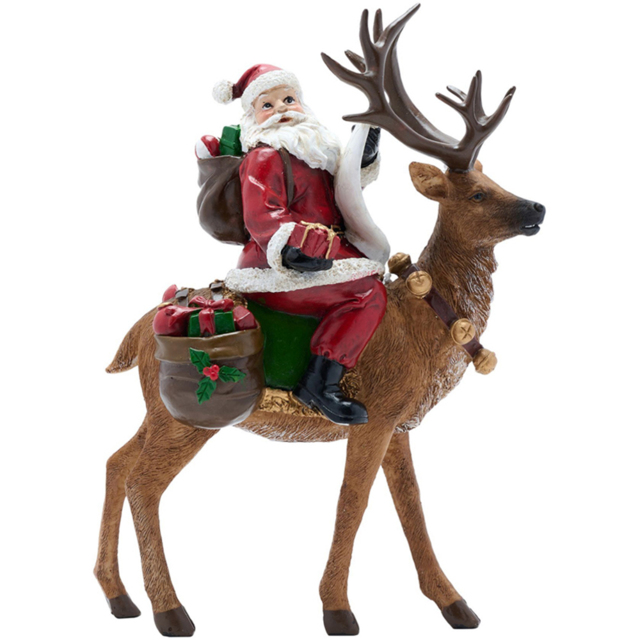 The Seasonal Gift Co Father Christmas On Reindeer Figurine Decoration 30cm - Size: 30 x 23 x 11cm - Red - The Seasonal Gift Co. - Wilko - image 1