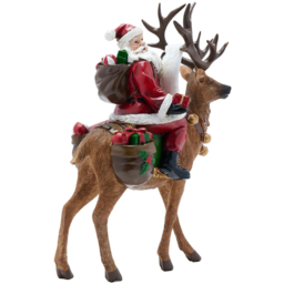 The Seasonal Gift Co Father Christmas On Reindeer Figurine Decoration 30cm - Size: 30 x 23 x 11cm - Red - The Seasonal Gift Co. - Wilko - thumbnail 5
