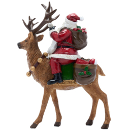 The Seasonal Gift Co Father Christmas On Reindeer Figurine Decoration 30cm - Size: 30 x 23 x 11cm - Red - The Seasonal Gift Co. - Wilko - thumbnail 4