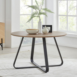 Furniturebox Fira Cesano Wood Effect 6 Seater Round Dining Set Brown Green and Black - Grey - Wilko - thumbnail 3