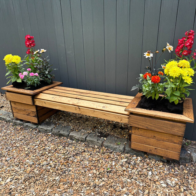 Charles Taylor Knights 2 Seater Planter Bench - Size: 40 x 135 x 47.5cm - Brown - Wilko - image 1