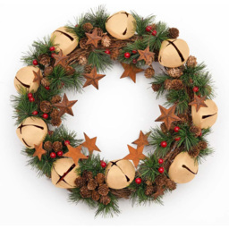 Shatchi Christmas Wreath with Cream Bells Stars Pine Cones Berries and Leaves 1.31ft - Wilko - thumbnail 4