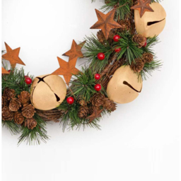 Shatchi Christmas Wreath with Cream Bells Stars Pine Cones Berries and Leaves 1.31ft - Wilko - thumbnail 3