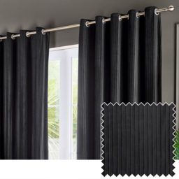 Paoletti Corinthian Black Velvet Eyelet Curtains 168 x 183cm - Size: 183 x 168 x 1cm - Wilko - thumbnail 7