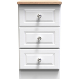 Crowndale Norfolk 3 Drawer White Ash and Bardolino Oak Bedside Table - Wilko - thumbnail 3