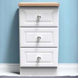 Crowndale Norfolk 3 Drawer White Ash and Bardolino Oak Bedside Table - Wilko - thumbnail 1