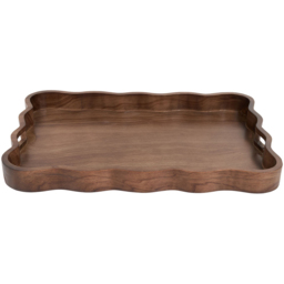 Walnut Effect Wavy Tray Brown - Wilko