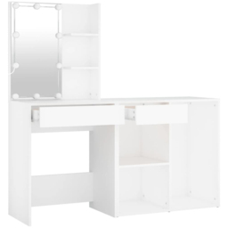 vidaXL White Dressing Table with LED Mirror and Cabinet - Size: 140 x 60 x 40cm - Wilko - thumbnail 7