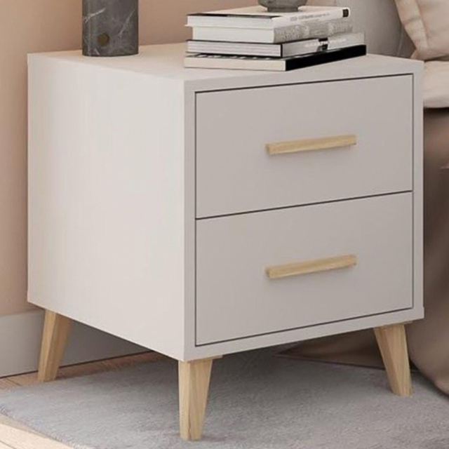 Kingston 2 Drawer White Bedside Table - Wilko