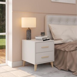 Kingston 2 Drawer White Bedside Table - Wilko - thumbnail 3