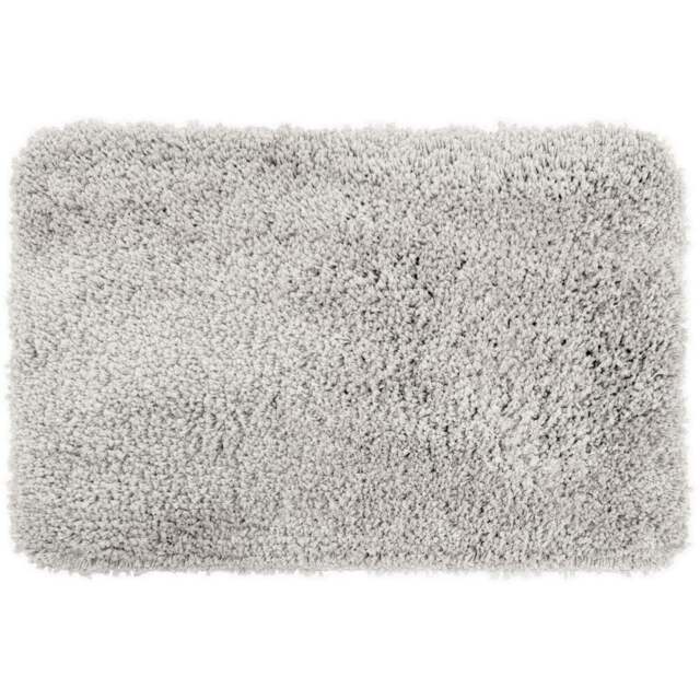 Allure Bath Fashions Light Grey Microfibre Shaggy Bath Mat 40 x 60cm - Wilko - image 1