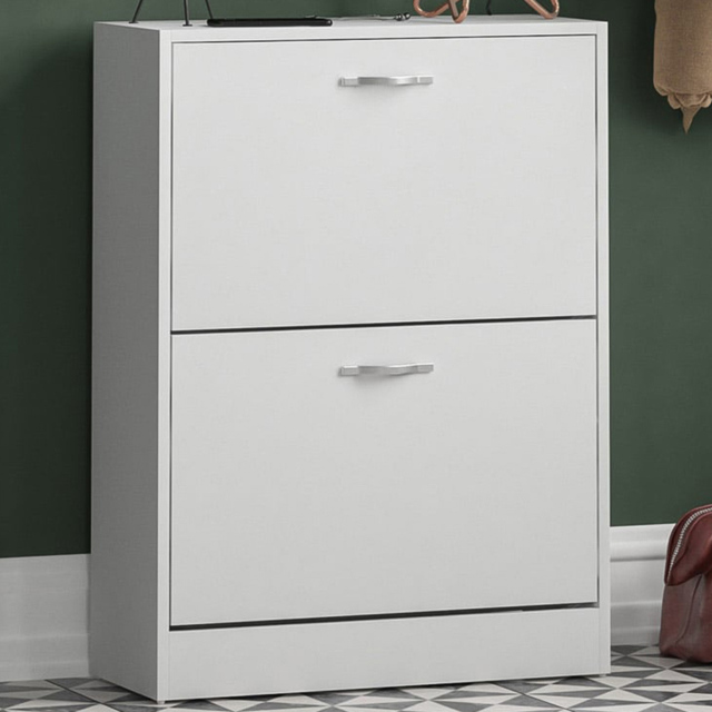 VIDA DESIGNS 2 Drawer White Shoe Cabinet - Size: 24 x 60 x 80cm - Wilko - image 1