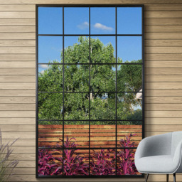 MirrorOutlet The Genestra Black Modern Window Garden Wall Mirror 174 x 110cm - Size: 174 x 110 x 3cm - Wilko - thumbnail 3
