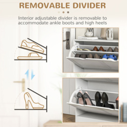 HOMCOM 2 Drawer White Slim Shoe Storage Cabinet - Size: 83.0 cm x 25.0 cm x 81.5 cmcm - Wilko - thumbnail 7
