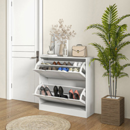 HOMCOM 2 Drawer White Slim Shoe Storage Cabinet - Size: 83.0 cm x 25.0 cm x 81.5 cmcm - Wilko - thumbnail 5