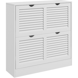 HOMCOM 2 Drawer White Slim Shoe Storage Cabinet - Size: 83.0 cm x 25.0 cm x 81.5 cmcm - Wilko - thumbnail 3