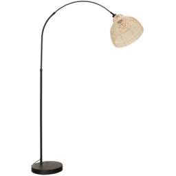 ValueLights Louis Cream Woven Basket Shade Black Curved LED Floor Lamp - Size: 180 x 32 x 101cm - Wilko