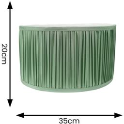 ValueLights Jess Green Ruched Pleated Large Drum Lamp Shade - Size: 20 x 35 x 35cm - Wilko - thumbnail 5