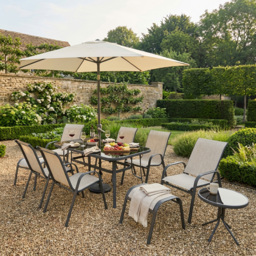 Outdoor Essentials Porto 6 Seater Textilene Dining Set Grey - Wilko - thumbnail 4