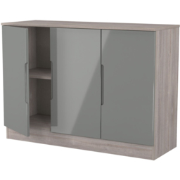 Crowndale Milan 3 Door Grey Gloss and Grey Oak Sideboard Ready Assembled - Size: 79 x 110 x 39cm - Grey Gloss & Grey Oak - Wilko - thumbnail 6