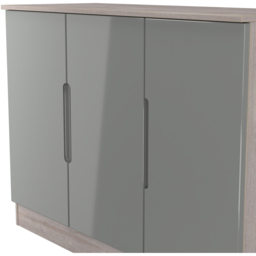 Crowndale Milan 3 Door Grey Gloss and Grey Oak Sideboard Ready Assembled - Size: 79 x 110 x 39cm - Grey Gloss & Grey Oak - Wilko - thumbnail 5