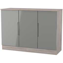 Crowndale Milan 3 Door Grey Gloss and Grey Oak Sideboard Ready Assembled - Size: 79 x 110 x 39cm - Grey Gloss & Grey Oak - Wilko - thumbnail 3