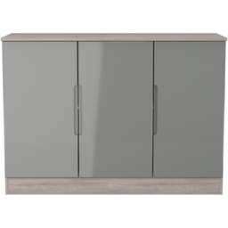 Crowndale Milan 3 Door Grey Gloss and Grey Oak Sideboard Ready Assembled - Size: 79 x 110 x 39cm - Grey Gloss & Grey Oak - Wilko - thumbnail 4