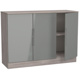 Crowndale Milan 3 Door Grey Gloss and Grey Oak Sideboard Ready Assembled - Size: 79 x 110 x 39cm - Grey Gloss & Grey Oak - Wilko - thumbnail 7