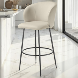 tectake Luana Cream and Black Velvet Look Padded Bar Stool Set of 6 - Wilko - thumbnail 1