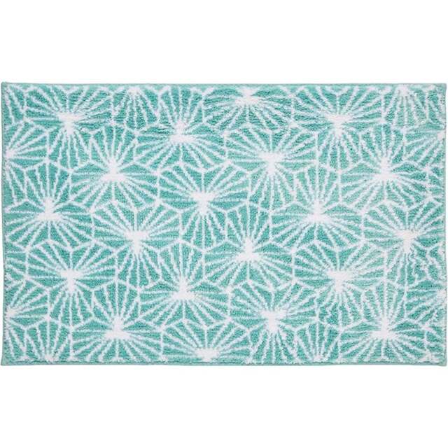 Allure Bath Fashions Madrid Duck Egg Jacquard Geometric Design Non-Slip Bath Mat 50 x 80cm - Blue - Wilko - image 1