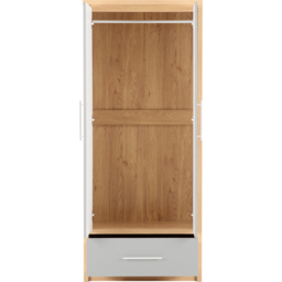 Seconique Seville 2 Door Single Drawer Grey Gloss Light Oak Effect Veneer Wardrobe - Size: 2 Door, Single Drawer - Wilko - thumbnail 5