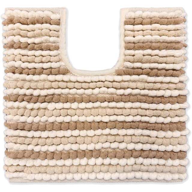 Allure Bath Fashions California Natural Striped Chunky Bobble Pedestal Toilet Mat 50 x 50cm - Brown - Wilko - image 1