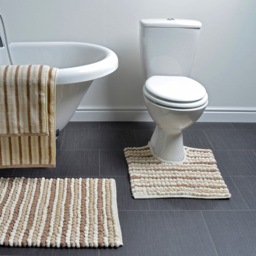 Allure Bath Fashions California Natural Striped Chunky Bobble Pedestal Toilet Mat 50 x 50cm - Brown - Wilko - thumbnail 3