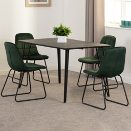 Seconique Marlow and Lukas 4 Seater Dining Set Black Marble and Emerald Green Velvet - Black Marble/Emerald Green Velvet - Wilko