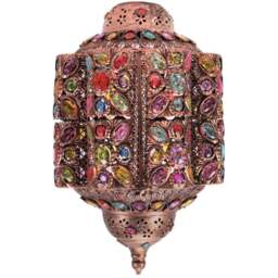 ValueLights Leyla Bronze Moroccan Style Easy Fit Lantern Shade - Size: 49 x 30 x 30cm - Multi - Wilko