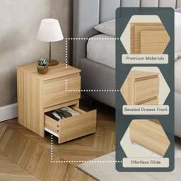 VIDA DESIGNS Denver 2 Drawer Pine Bedside Table - Brown - Wilko - thumbnail 7