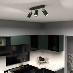 Milagro Joker Green and Gold 3 LED Ceiling Light - Size: 16 x 30 x 30cm - Wilko - thumbnail 5
