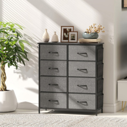 HOMCOM 8 Drawer 4 Side Pockets 2 Hooks Charcoal Grey Fabric Chest of Drawers - Wilko - thumbnail 4