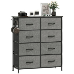 HOMCOM 8 Drawer 4 Side Pockets 2 Hooks Charcoal Grey Fabric Chest of Drawers - Wilko - thumbnail 3