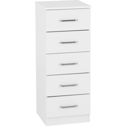 Seconique Dakota 5 Drawer White Narrow Storage Chest - Wilko - thumbnail 3