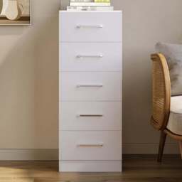 Seconique Dakota 5 Drawer White Narrow Storage Chest - Wilko - thumbnail 1