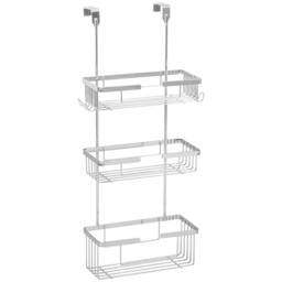 Chrome 3 Shelf Over The Door Bathroom Caddy - Size: 26 x 63 x 12cm - Wilko