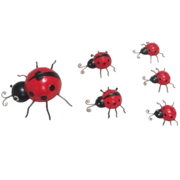 Acacia Home Metal Ladybird Sculpture Set of 6 - Size: 23.0 cm x 20.0 cm x 8.0 cmcm - Red - Wilko