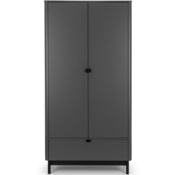 Julian Bowen Chloe 2 Door Single Drawer Storm Grey Wardrobe - Size: 2 Door, Single Drawer - Black - Wilko - thumbnail 5