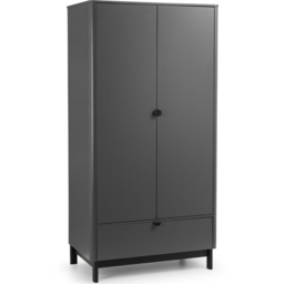 Julian Bowen Chloe 2 Door Single Drawer Storm Grey Wardrobe - Size: 2 Door, Single Drawer - Black - Wilko - thumbnail 3