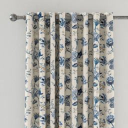 V&A Palampore Trail Blue Lined Blackout Pencil Pleat Curtains 168 x 137cm - Size: W 168 x D 138cm - Wilko - thumbnail 3