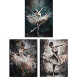 Artery8 Ballet Dancers Ballerinas Dancing Oil Painting Wall Art Print 30 x 41cm 3 Pack - Size: 40.5 x 30.5 x 0.3cm - Multi - Wilko - thumbnail 1