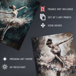 Artery8 Ballet Dancers Ballerinas Dancing Oil Painting Wall Art Print 30 x 41cm 3 Pack - Size: 40.5 x 30.5 x 0.3cm - Multi - Wilko - thumbnail 5