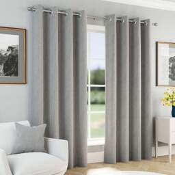 Enhanced Living Grey Herringbone Blackout Eyelet Thermal Curtains 117 x 137cm - Size: W 117 x D 137cm - Wilko