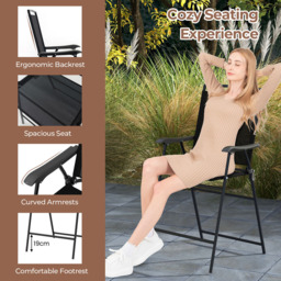 Costway 2 Seater Outdoor Bar Table and Chair Set with Umbrella Hole and Footrest - Black - Wilko - thumbnail 5